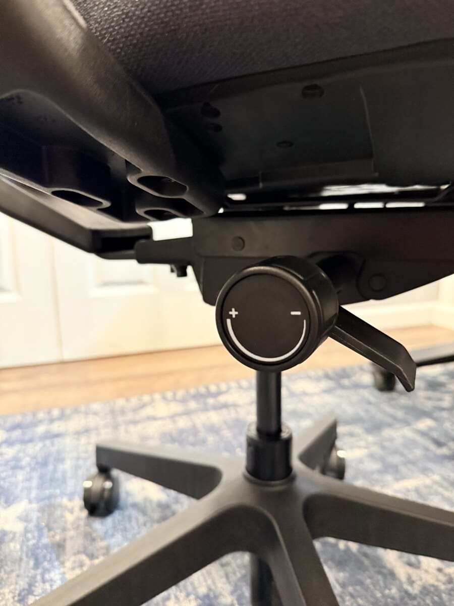 Under-seat tension dial and recline controls