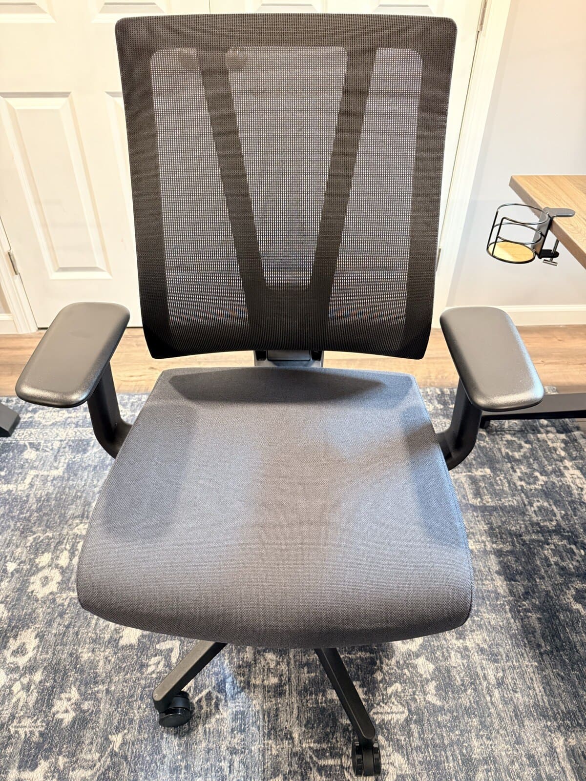 UPLIFT Clarksville Ergonomic Chair front view at the desk