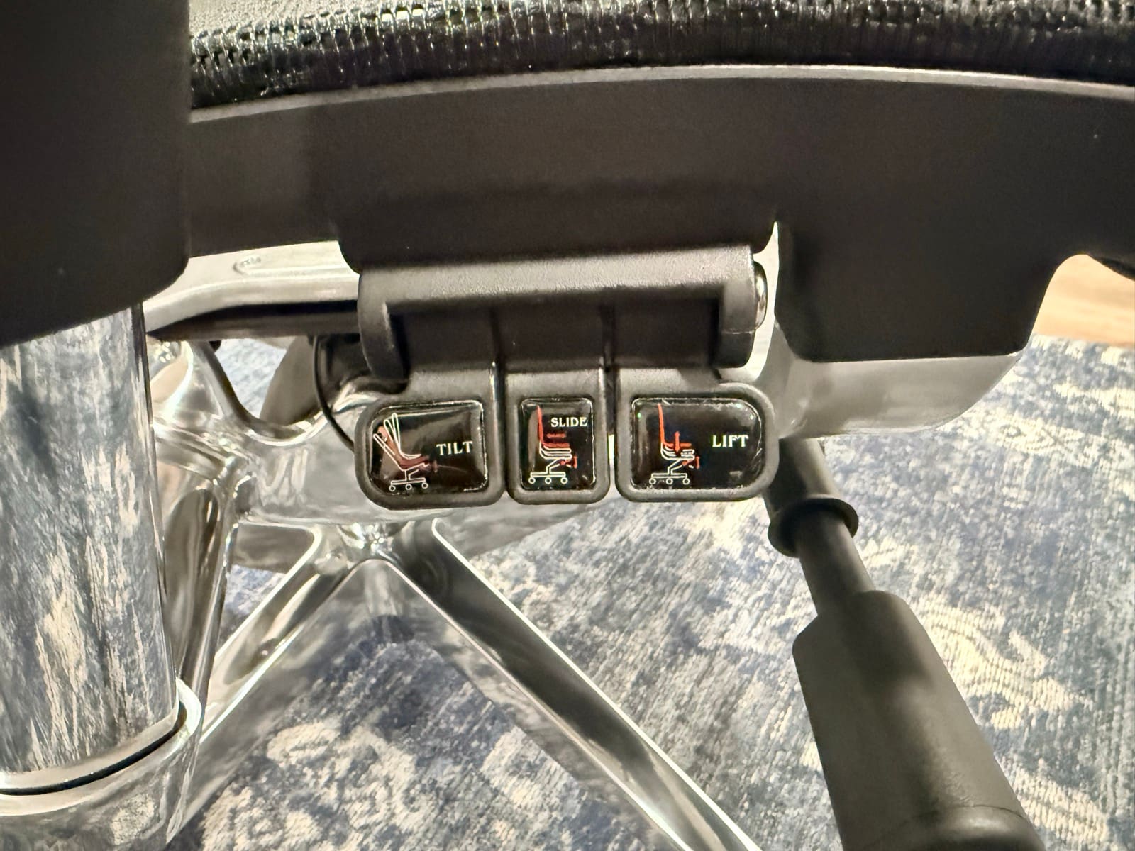 Intuition labeled adjustment controls showing Tilt, Slide, and Lift buttons