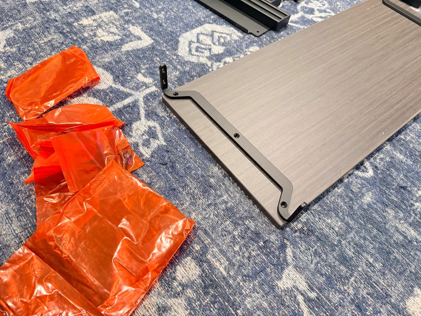 The first Ash Gray laminate shelf panel out of the packaging