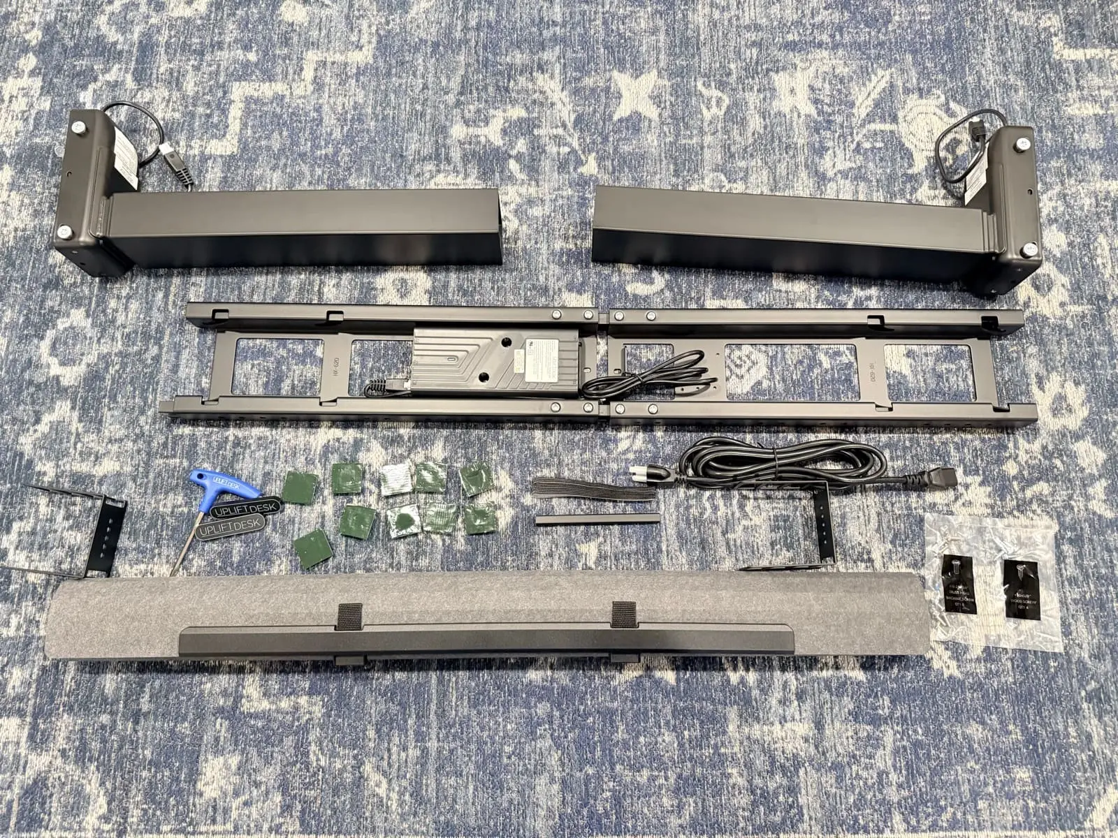 V3 frame parts laid out with hardware