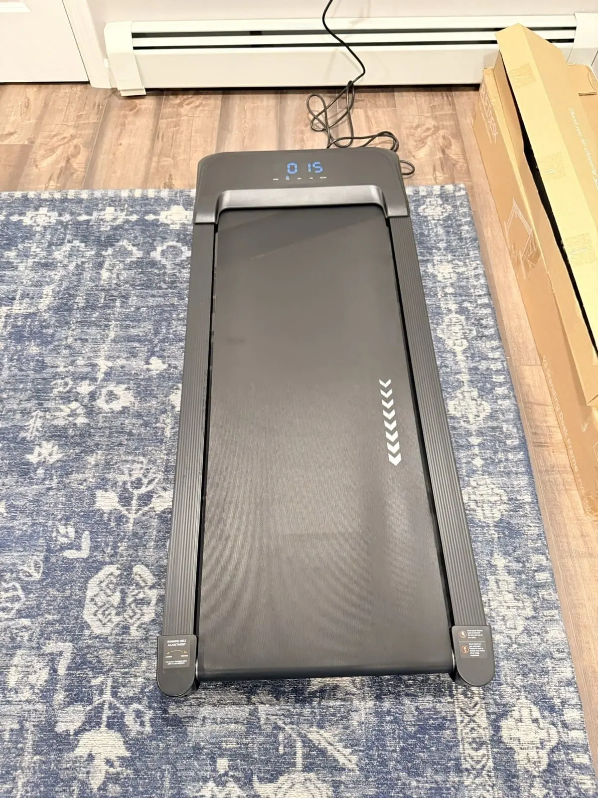 UPLIFT Inclining Walking Pad powered on