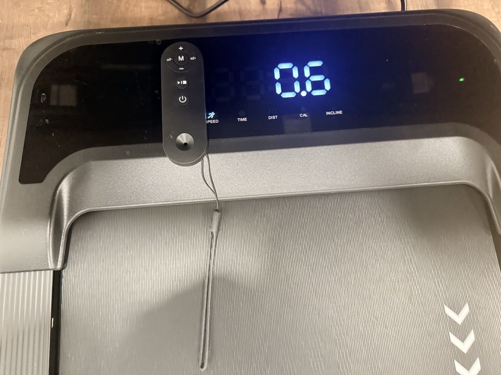 Remote control sitting on the display panel